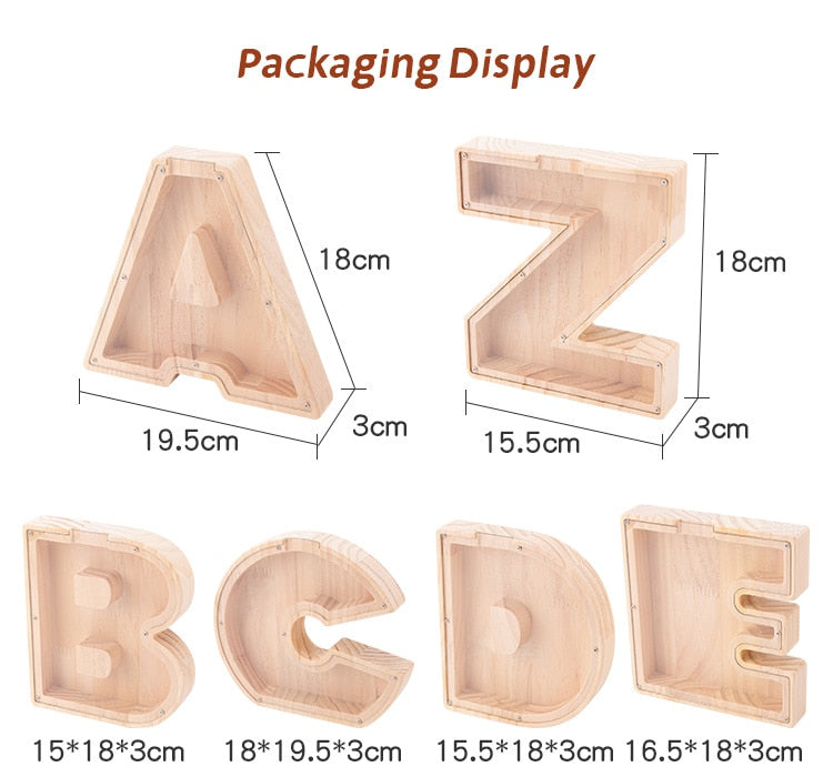 🔥【BUY 3 GET 1 FREE】 Wooden Letter Piggy Bank - Gift For Kids