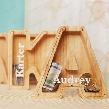 🔥【BUY 3 GET 1 FREE】 Wooden Letter Piggy Bank - Gift For Kids